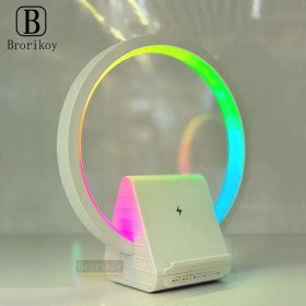Lampe de chevet avec chargeur sans fil,  haut-parleurs Bluetooth rechargeables support de charge rapide, 15W BT-256